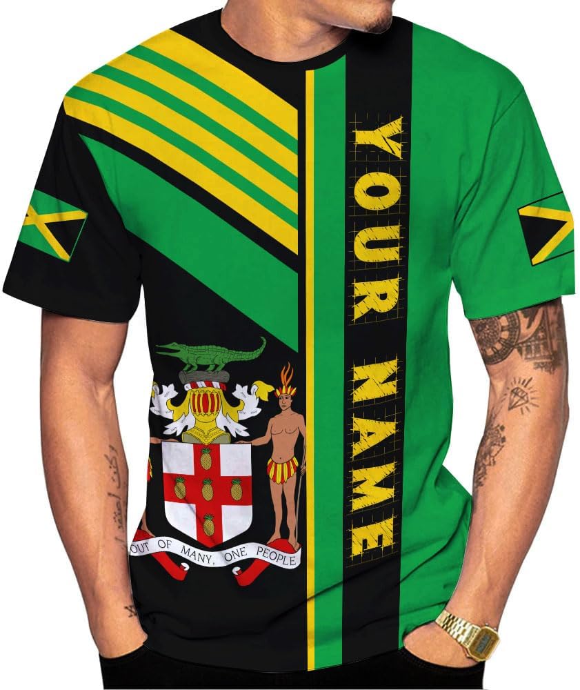 MoonArt Personalized Jamaica Shirt Custom Jamaica Flag Lion Hoodie for Men and Women, Jamaican Pride T-Shirt, Jamaicana