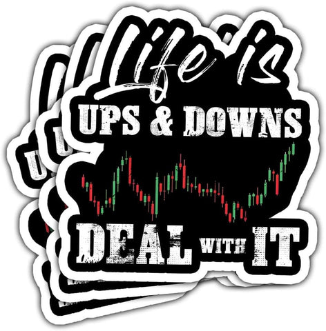 3 Pcs Life is Ups and Downs Day Trader Stock & Forex Trading Sticker Day Trader Forex Trading Chart Stock Trading Accessories Stickers Gift Laptop Bottle Phone Car Helmet Hard Hat Funny Gifts 3"x3"