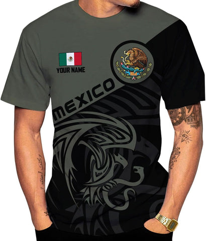 Mostprints Personalized Name Mexican Shirts for Men 3D Customized Mexico Shirts for Men Mexico Shirts for Women Mexico Shirt