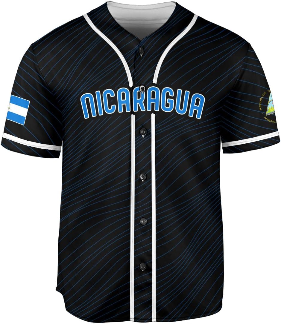 Podagree Personalized Nicaragua Baseball Jersey Shirt Name Nicaraguan Baseball Jersey for Men & Women Nicaraguan Camisas