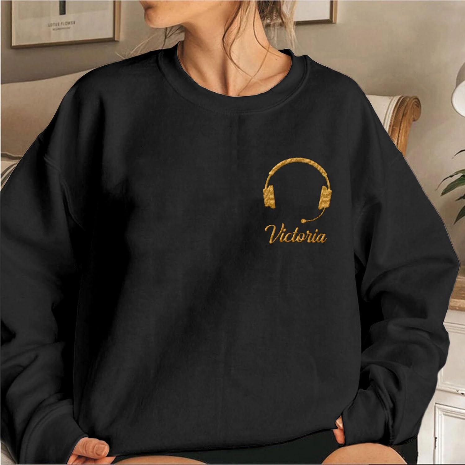 Leeprints Personalized Embroidered Dispatcher 911 Sweatshirt, Pulse Dispatch Embroider Hoodie, Thin Gold Line 911