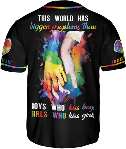 AOVL Personalized LGBT Pride Baseball Jersey Pride Hand LGBT Flag Jersey Rainbow Les Gay Shirts LGBT Pride Month Jerseys