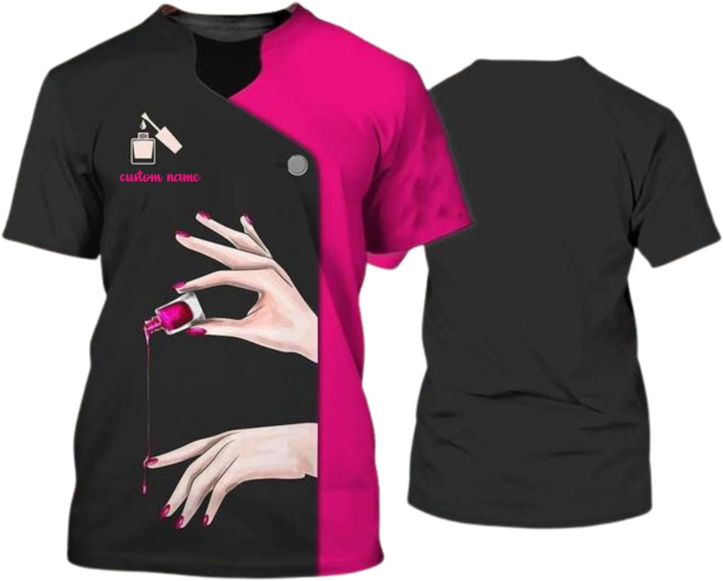Personalized Hustler Uniform 3D T-Shirt, Custom Name Nail Art Shirt, Gift for Nail Artist