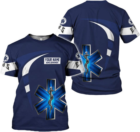 Mostefy Personalized Name EMS Shirt 3D Uniform Emergency Medical Technician, EMS Shirts for Men, EMT Shirt, Paramedic Shirt