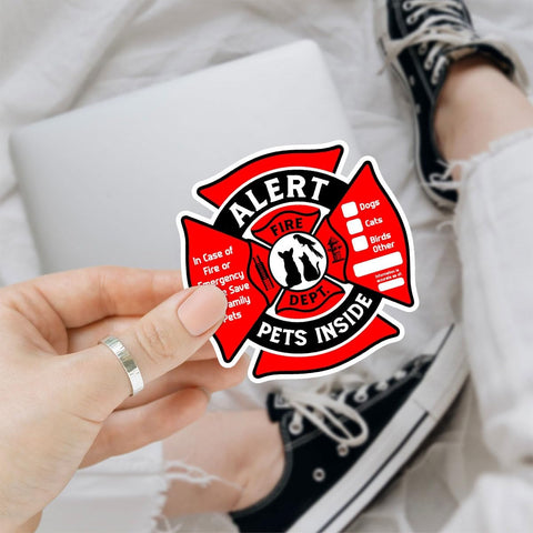 (3Pcs) Pet Stickers for Firefighters, Dog Inside in Case of Fire Or Emergency Please Save Our Family Pets, Pet Fire Sticker, Fire Pet Alert Sticker, Sticker Waterproof for Home, Door, Decal 5"