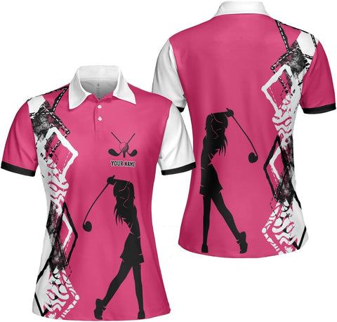 Personalized Women's Golf Polo Shirts, Golf Polo Short Sleeve Sport Activewear, Polo Gifts for Mothers Day 2023 (PL46)