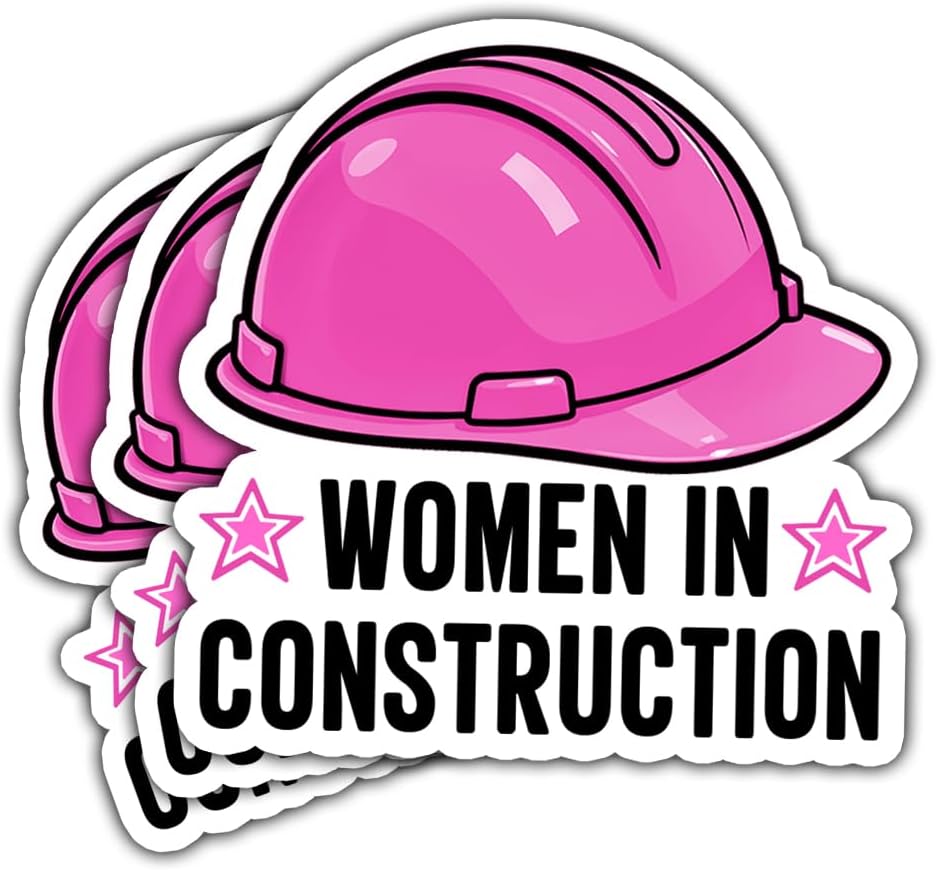 3 Pcs Women in Construction Sticker, Female Construction Worker Sticker for Engineers, Builders, Architects, Feminist Gift, Durable Waterproof Vinyl Sticker for Laptop, Water Bottle, Toolbox
