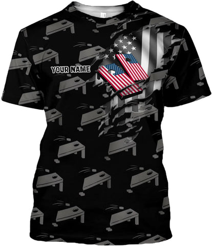 Custom 3D Cornhole T-Shirt Personalized Cornhole Team Uniform Gift for Men & Women Toss Game Board Bag Apparel