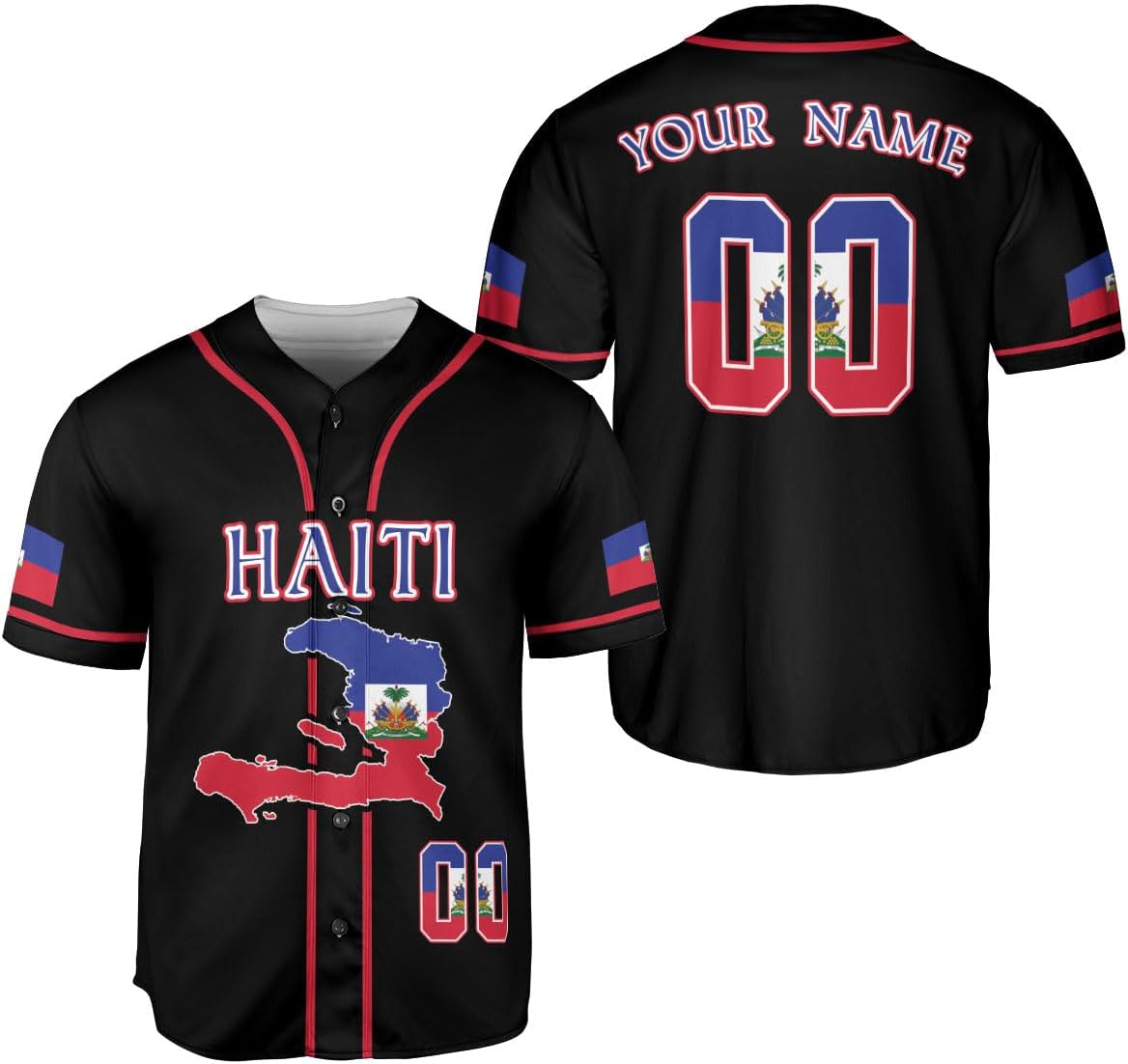 Mostprints Personalized Name Haiti Baseball Jersey, Customized Haitian Baseball Jerseys for Men Women Haitian Flag Shirt 3D