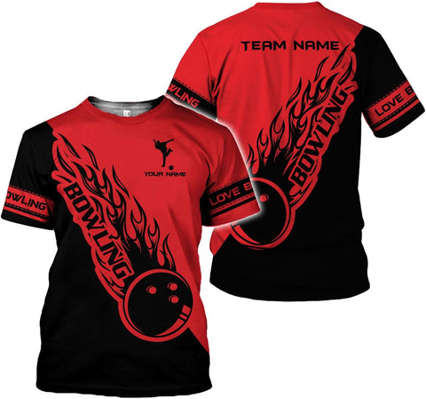 Rivelus Personalized Name Bowling Shirts for Men and Women 3D, Bowling Shirts for Team Bowling, Bowling Shirts Gift