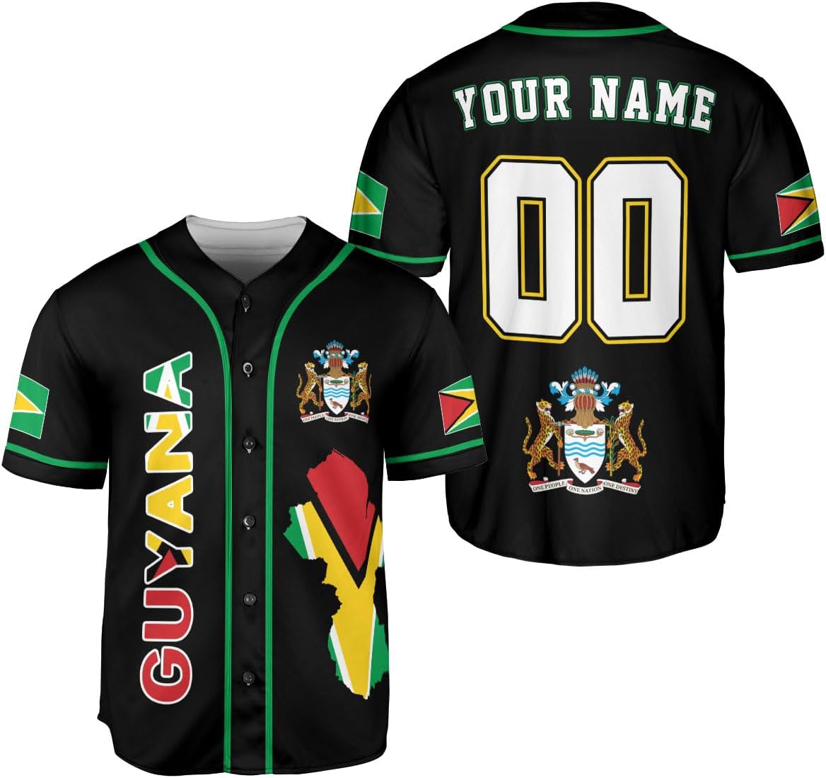 Custom Guyana Baseball Jersey Shirts Guyanese Guyana Flag Jersey Guyanese Flag Jerseys Guyana Guyanese Pride Gift Men Women
