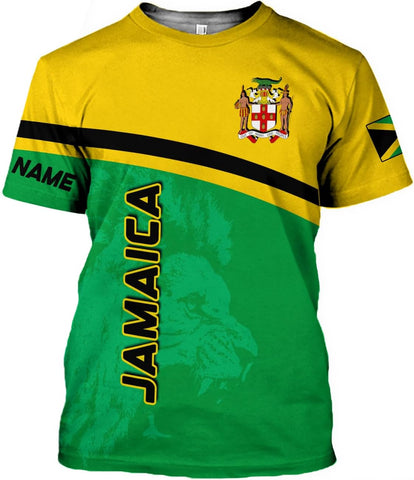 MoonArt Personalized Jamaica Shirt Custom Jamaica Flag Lion Hoodie for Men and Women, Jamaican Pride T-Shirt, Jamaicana