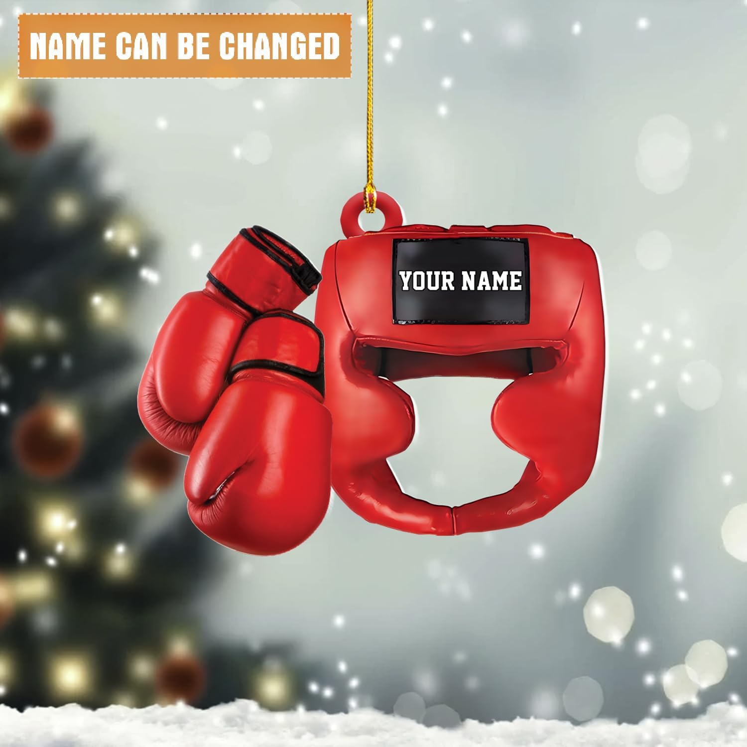 Tinoshop Personalized Boxing Acrylic Ornament, Boxing Gloves Christmas Light Ornament, Custom Boxing Ornament, Kick Boxing Ornament, Gift for Boxing Lovers, Boxer Ornament Gift for Boxing Lovers ON421