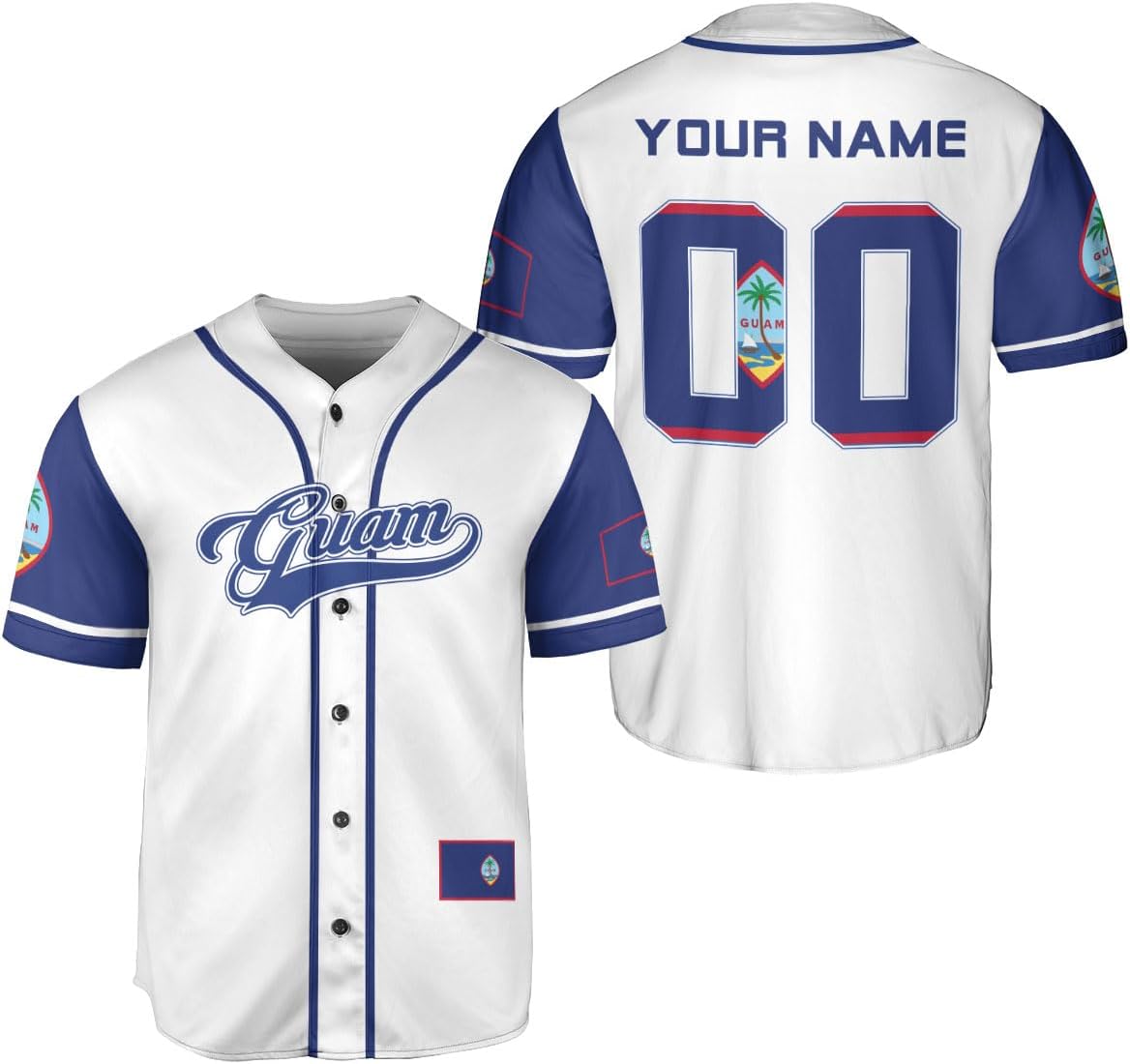 Leprints Personalized Guam Baseball Jersey Shirt, Guahan Flag Jersey, Guam Islander Pride Jersey for Men and Women