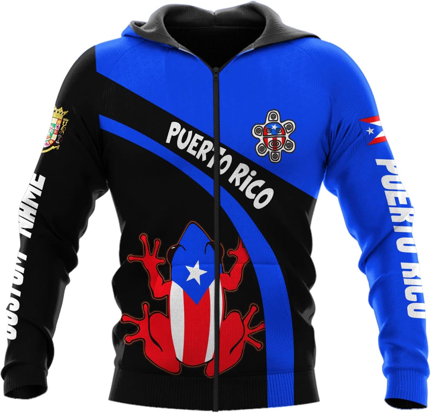 Woseprints Personalized Name Puerto Rico 3D Shirt, Puerto Rico Flag T-Shirt for Men & Women