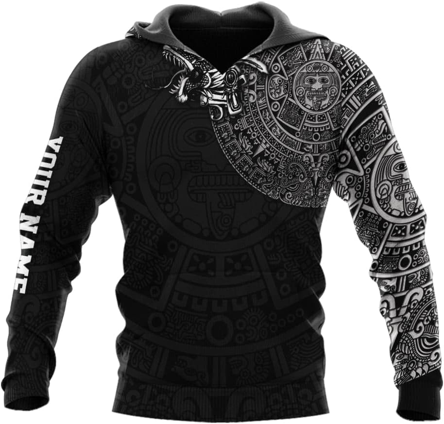 Personalized Name Aztec Hoodie Men, Unisex 3D Aztec Hoodies for Men and Women, Aztec Warrior Mexican Hoodie, Mexico hoodie