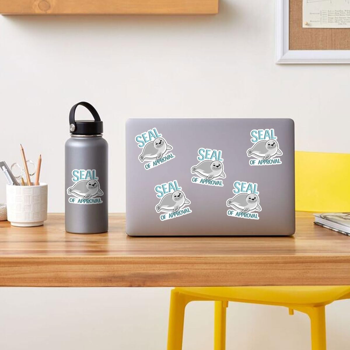 (3 Pcs) Seal of Approval Sticker – Cute Pun Animal Seal Vinyl Decal 3 inches Waterproof for Laptop, Water Bottle, Notebook, Journal, Scrapbook – Funny Gift for Students, Coworkers, Friends