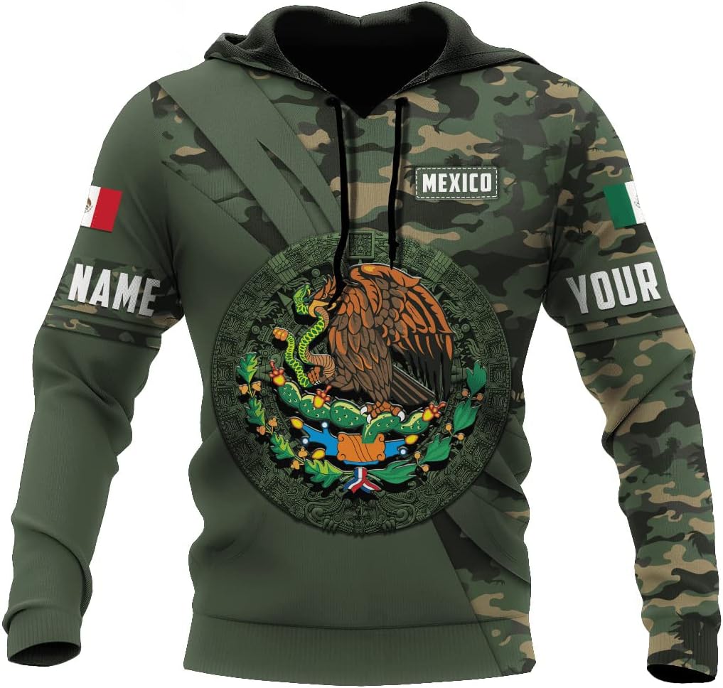 Customized Name Mexico Army, Mexico Hoodie, Custom Name Mexico Hoodies for Men Unisex Hoodie, T Shirt, Zip Up Hoodie, Sweatshirt for Men AD1054
