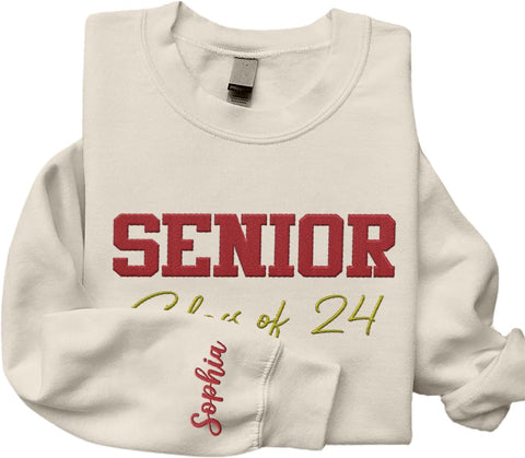 MAPrints Personalized Senior 2024 Embroidered Sweatshirt, Graduation 2024 Class Of 2024 Senior Class Of 2024 Graduation Shirt