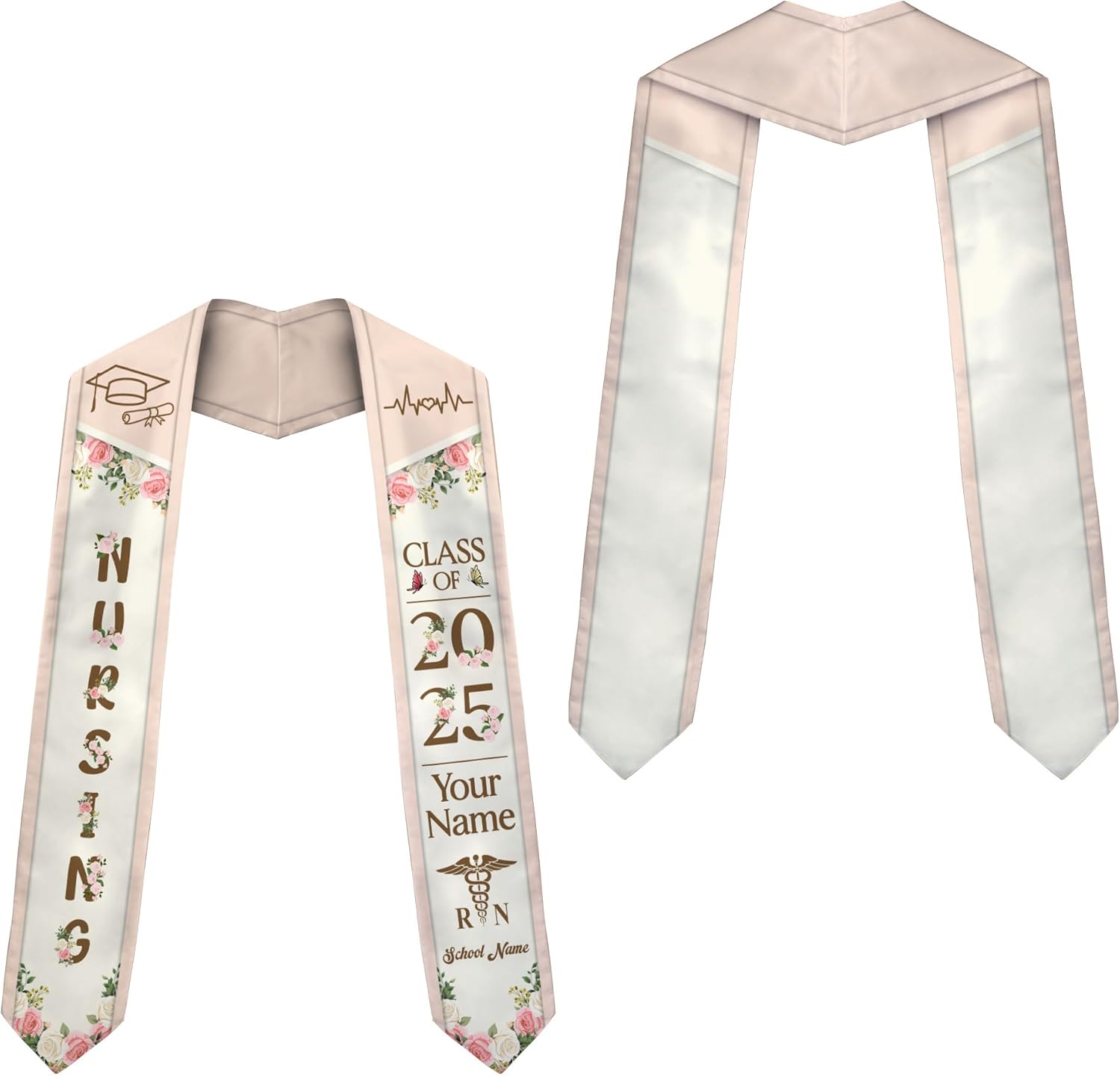 Pretyprints Custom Nurse Sash Graduation, RN Graduation Stole Gifts for Friends Nursing Student Senior Class Of 2025