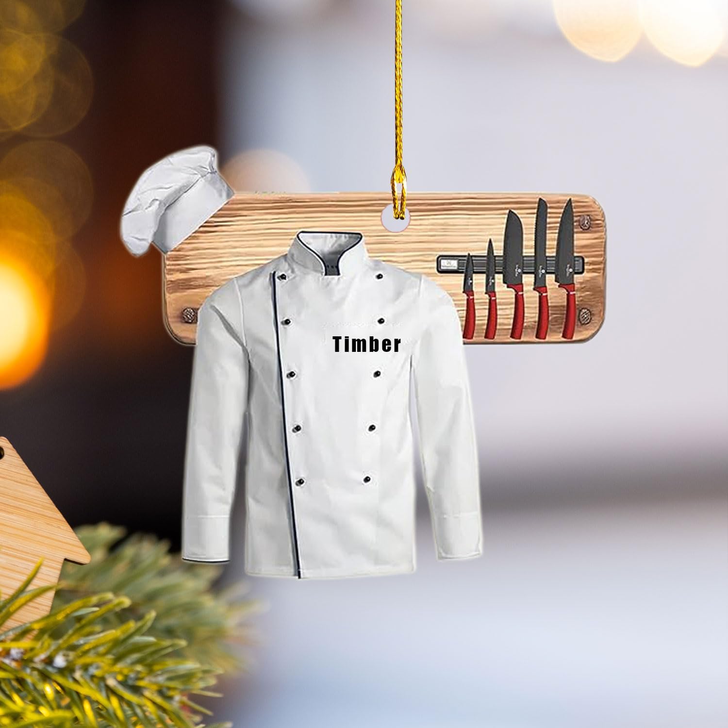 Personalized Chef Christmas Ornament 2024, Cooking Baking Christmas Ornaments, Chef Uniform Ornament, Custom Chef Hat Ornament for Christmas Tree Chef Gifts Food Ornaments Kitchen Ornament (Chef 11)