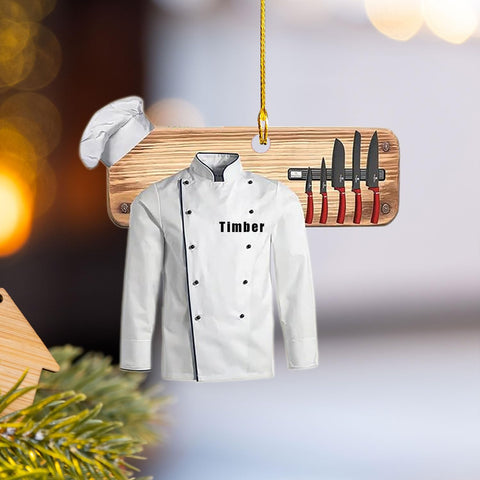 Personalized Chef Christmas Ornament 2024, Cooking Baking Christmas Ornaments, Chef Uniform Ornament, Custom Chef Hat Ornament for Christmas Tree Chef Gifts Food Ornaments Kitchen Ornament (Chef 11)