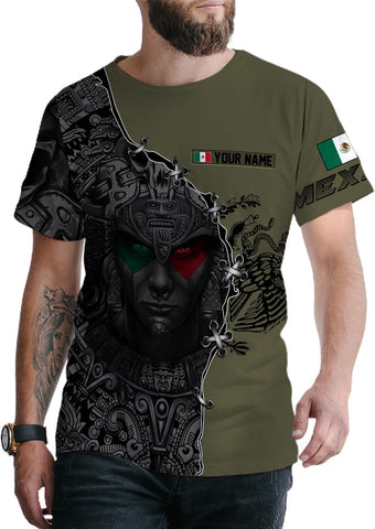 Mostefy Personalized Name Mexican Shirts 3D Customized Mexico Shirt US Flag, Mexican Shirts for Women Unisex