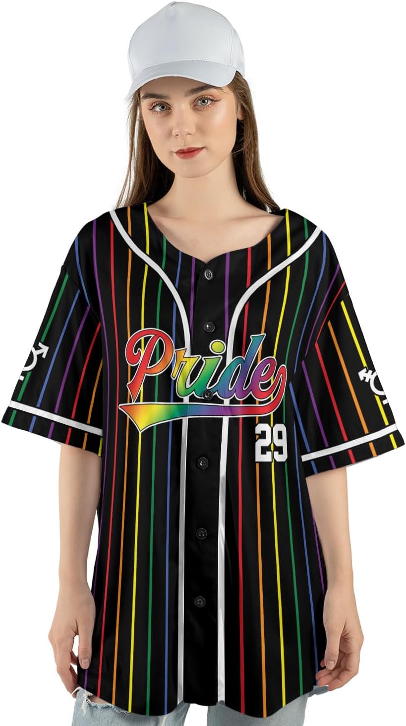 AOVL Personalized LGBT Pride Baseball Jersey Pride Hand LGBT Flag Jersey Rainbow Les Gay Shirts LGBT Pride Month Jerseys