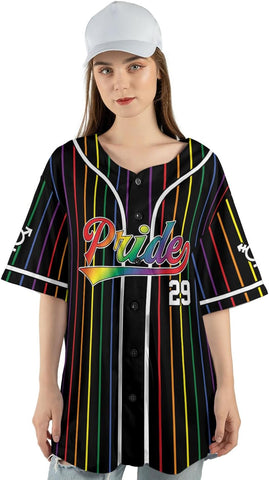 AOVL Personalized LGBT Pride Baseball Jersey Pride Hand LGBT Flag Jersey Rainbow Les Gay Shirts LGBT Pride Month Jerseys