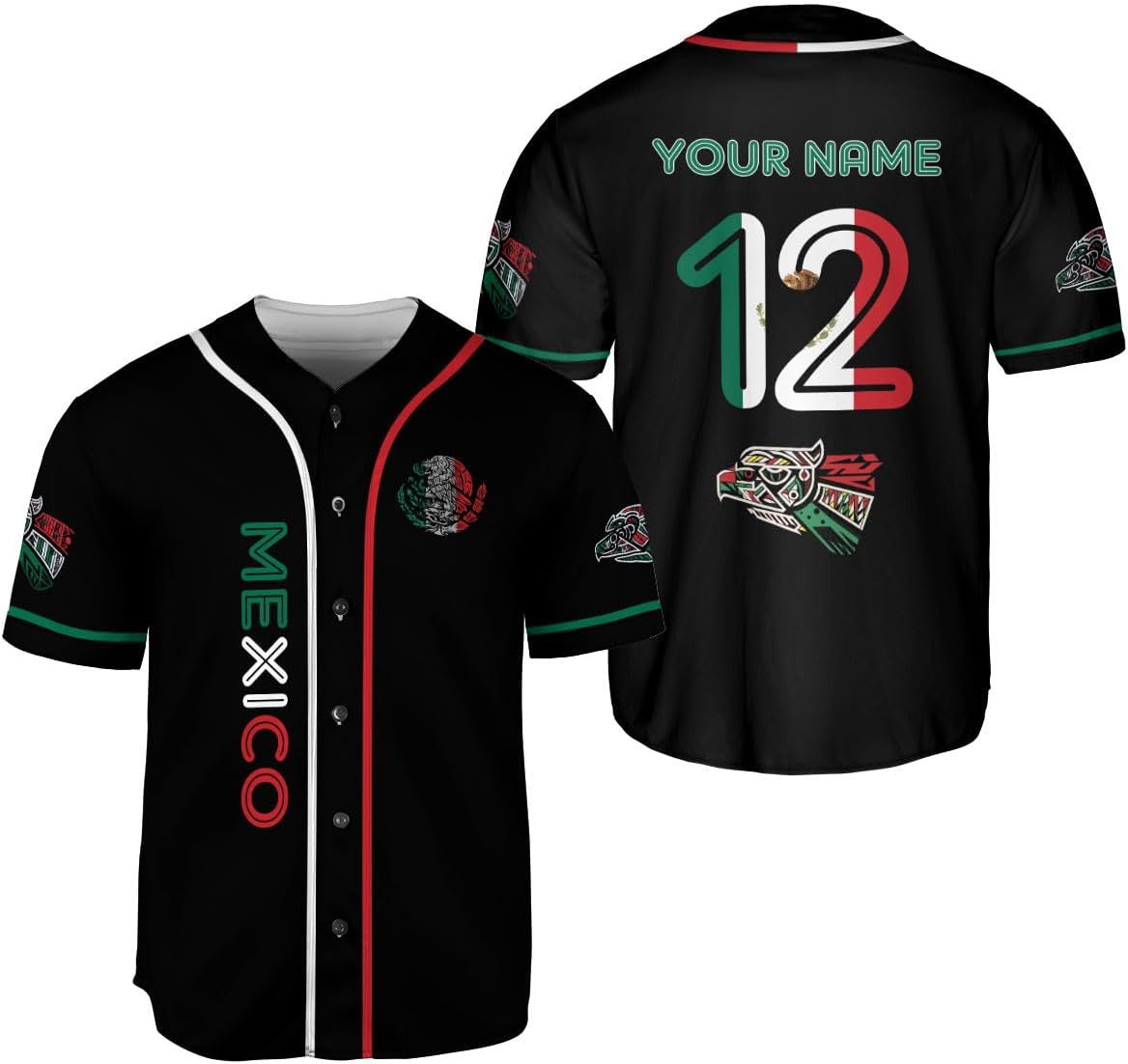 Mostprints Custom Mexico Baseball Jerseys Mexican Eagle & Flag Shirt for Teams, Mexico Shirts for Men & Women Size S-5XL