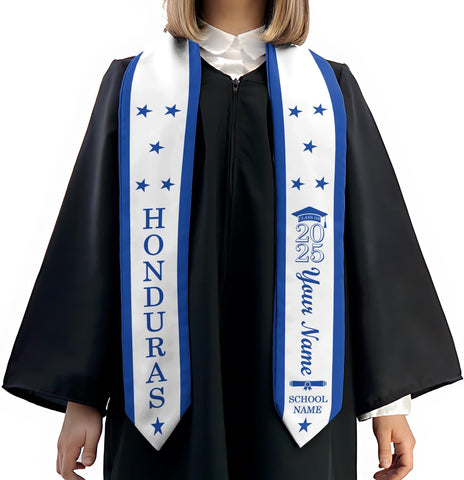 Personalized Honduran Graduation Stole 2025, Custom name Honduras Flag Sash, 2025 Grad gift