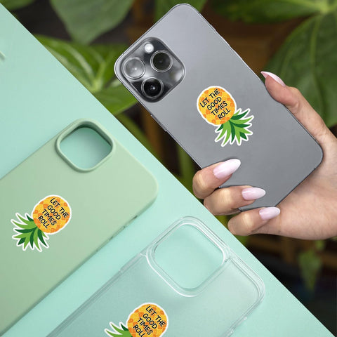 3PCS Let The Good Times Roll 3" Sticker, Pineapple Quotes Sticker, Pineapple Upside Down Decal Stickers Gift Decorations for Laptop Water Bottle Car Phone Helmet Window Kindle Notebook