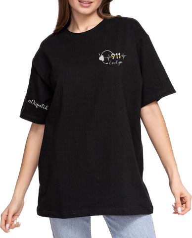 Leeprints Personalized Embroidered Dispatcher 911 Sweatshirt Pulse Dispatch Embroider Hoodie Thin Gold Line 911 Shirt