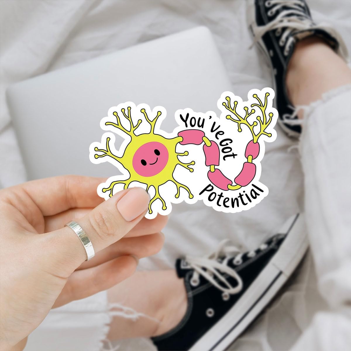 3 Pcs You've Got Potential Sticker, Neuroscience Stickers, Neuroscience Brain Sticker, Funny Medical Stickers Nurse Cute Neuron Sticker for Water Bottle Tumbler Phone Case Laptop 3"x3"