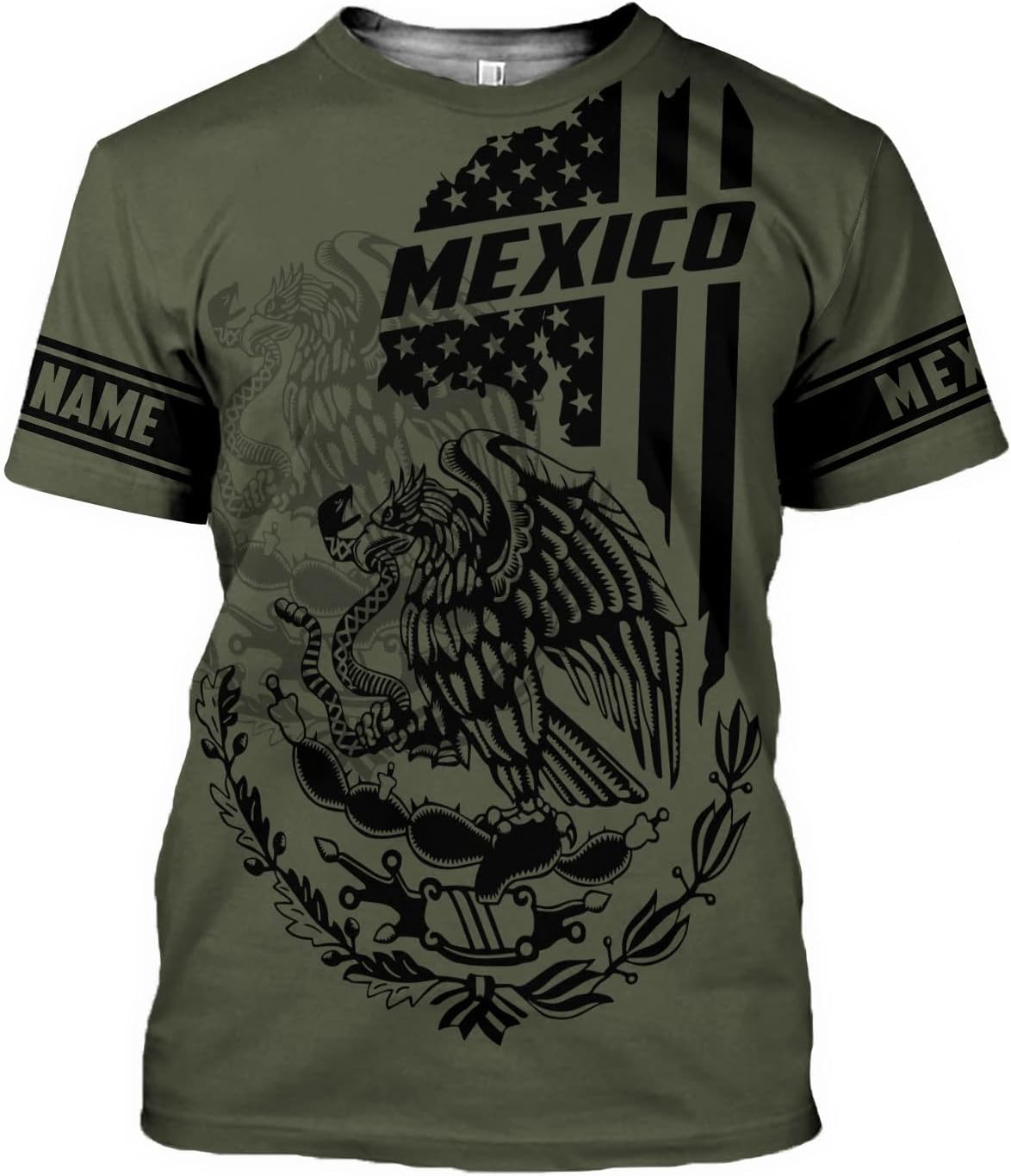Mostefy Personalized Name Mexican Shirts 3D Customized Mexico Shirt US Flag, Mexican Shirts for Women Unisex