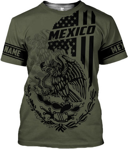 Mostefy Personalized Name Mexican Shirts 3D Customized Mexico Shirt US Flag, Mexican Shirts for Women Unisex