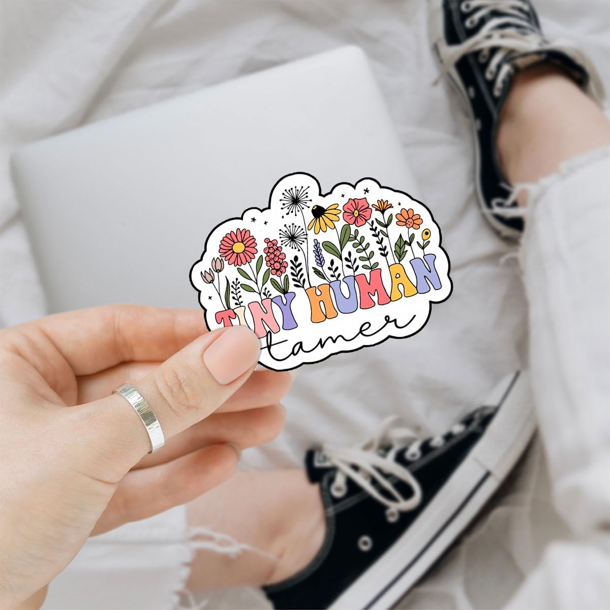 3Pcs Tiny Human Tamer Sticker Kindegarten Primary Teacher Books Decorate Gift Tiny Human Tamer Stickers Cute Childcare Provider Daycare Tiny Human Tamer Gifts Decal for Laptop Bottle Phone Car 3"