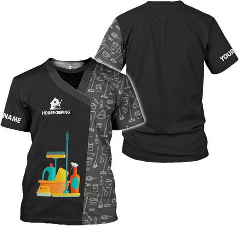 Personalized Housekeeping Shirt 3D All Print Cleaning Service Tshirt Gifts for Housekeeper, House Cleaning Uniforms for Women