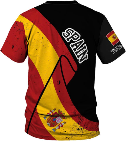MoonArt Personalized Spain Shirt Custom Spain Espana Flag Shirts for Men and Women, Spain Spanish Pride