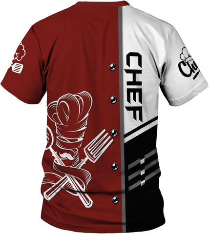 Custom Chef Shirt Chef Shirts for Men Gifts for Master Chef Lovers Custom Chef T Shirts for Men Funny 3D Chef Shirts for Men