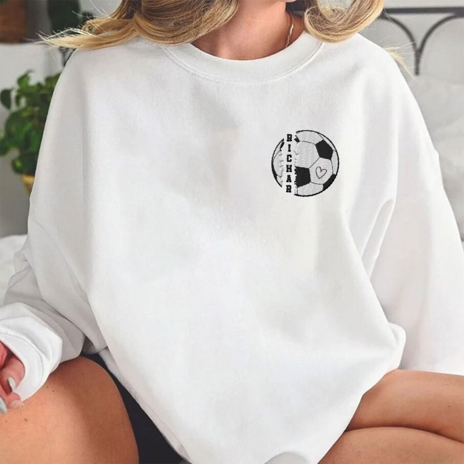Intenprints Personalized Soccer Embroidered Sweatshirts, Soccer Shirt for Women and Men, Game Day Soccer, Soccer Team