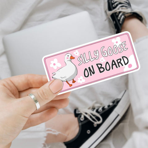 3 Pcs Silly Goose on Board Decal, Silly Goose Decal, Funny Goose Car Sticker, Goose Lover Sticker, Decal 5"x5" Vinyl Sticker for Car Window, Laptop, Bumper, Truck, Waterproof Goose Decal