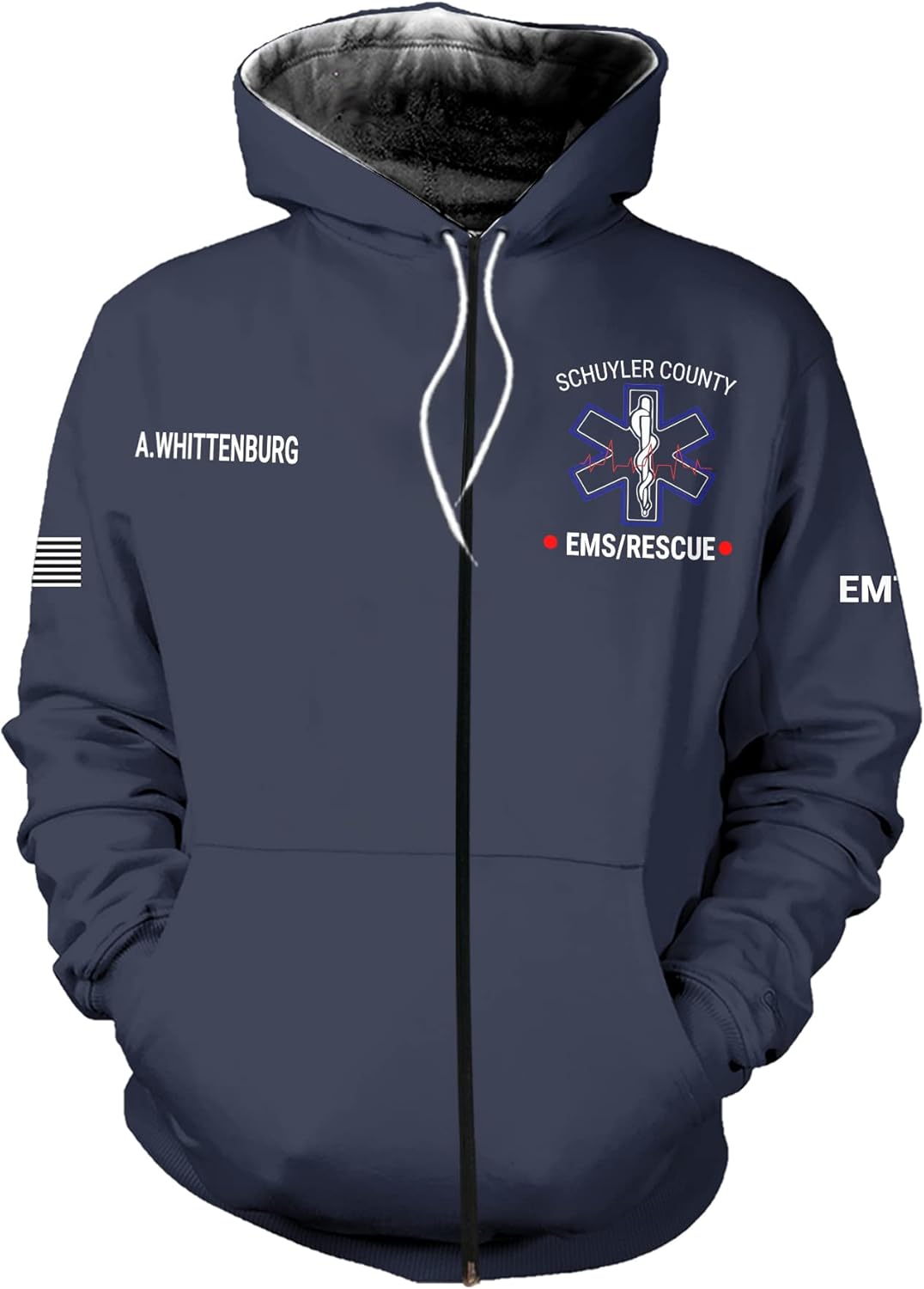 Vybonz Customize Name EMS EMT Hoodie For Men And Women All Over Printed Sportwear T Shirt, Zip Up Hoodie, Sweatshirt