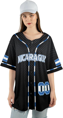 Personalized Nicaragua Baseball Jersey, Custom Nicaragua Baseball Jersey for Men & Women, Nicaraguan Camisas Shirt