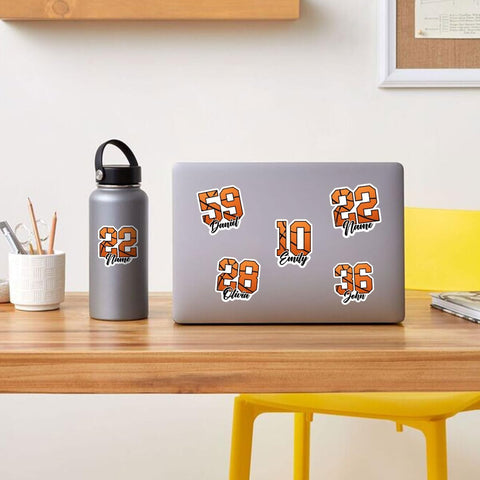 Personalized Basketball Sticker Custom Basketball Stickers for Boys Girl Sport Gift Basketballs Name Number Vinyl Stickers Player Team Decal for Laptop Water Bottles Toolbox Phone Car (Bkb4)