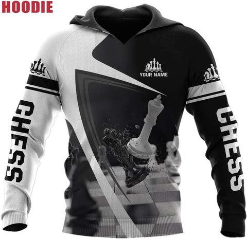 Leprints Personalized Chess 3D Shirt, Custom Name Chess 3D TShirt Hoodie Sweater for Men, Women, Chess Lover, USA Chess