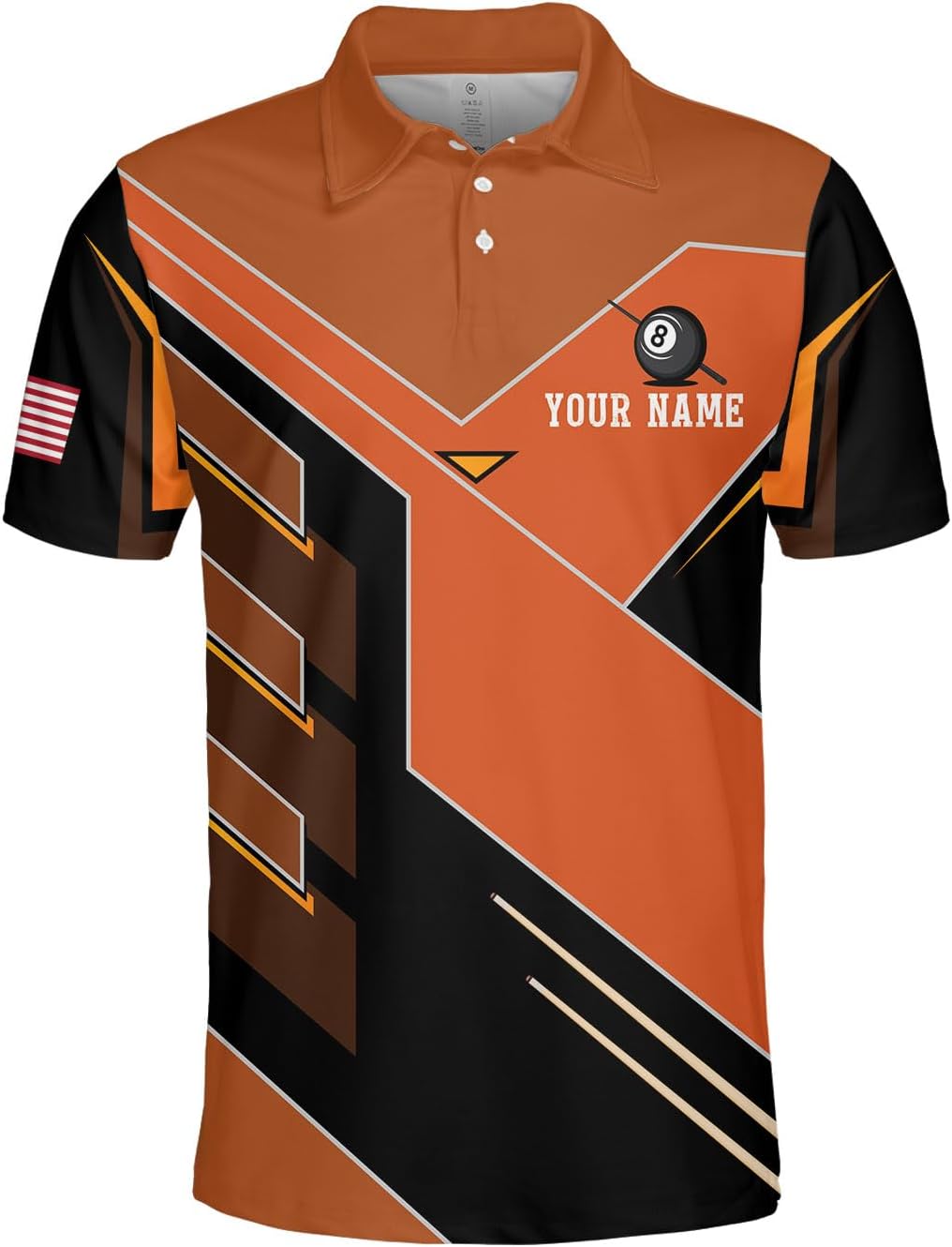 MoonArt Personalized Billiard Polo Shirts, Billiards Shirts for Men, Pool Shirts, 3D Billiards 8 Ball Pool, Billiard Team