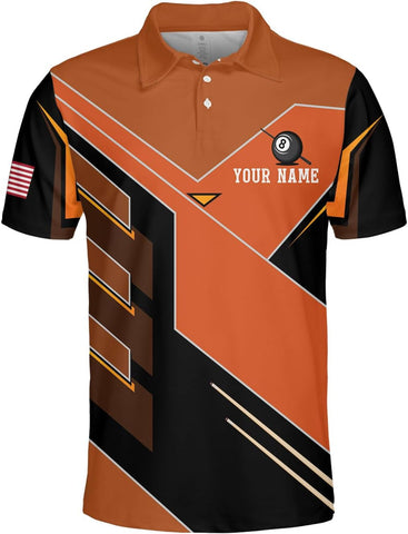 MoonArt Personalized Billiard Polo Shirts, Billiards Shirts for Men, Pool Shirts, 3D Billiards 8 Ball Pool, Billiard Team