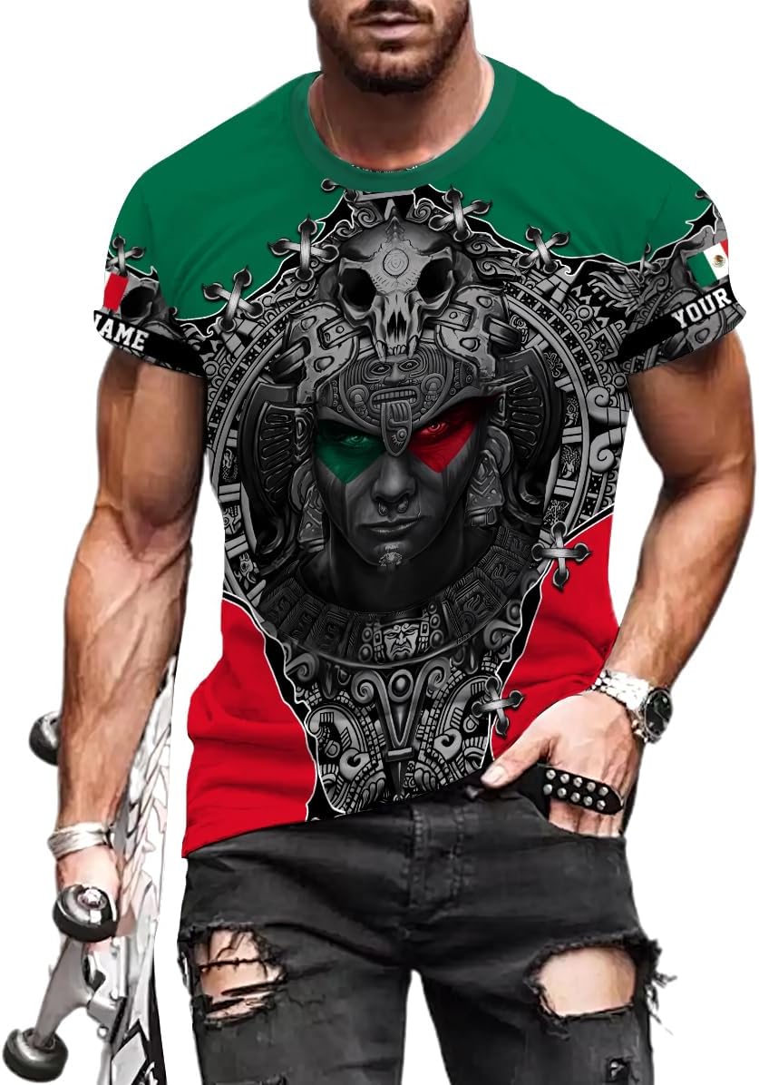 Mostprints Personalized Name Mexican Shirts for Men 3D, Customized Mexico Shirts for Men, Mexico Shirts for Women Mexico Shirt