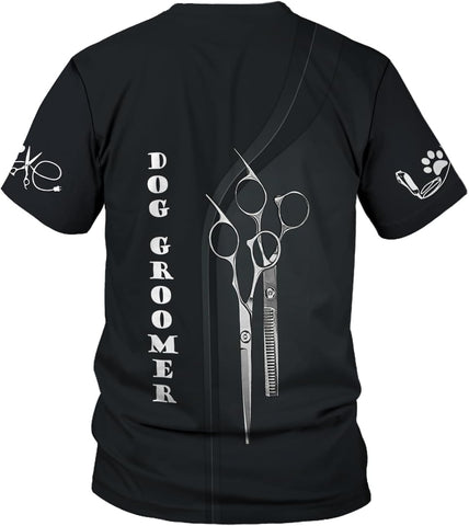 Rivelus Personalized Name Dog Groomer Shirt 3D, Funny Dog Groomer Apparel Shirts, Dog Groomer Gifts for Men and Women